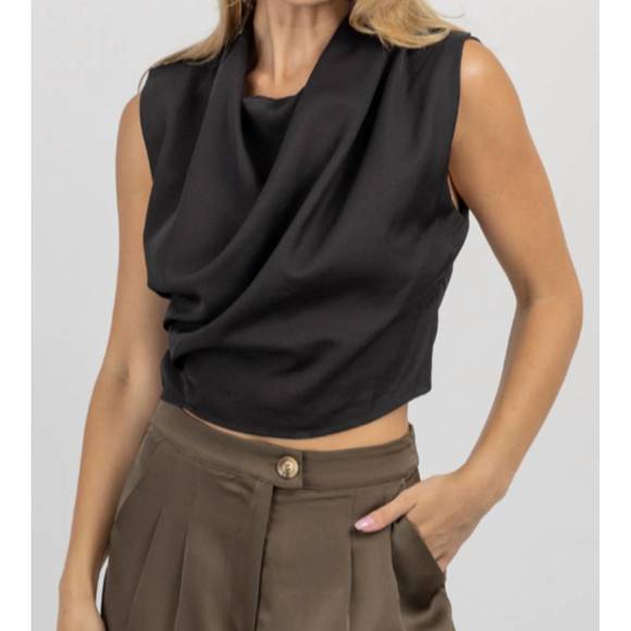 NEW STRUT & BOLT joah high cowled blouse in black - Picture 1 of 5